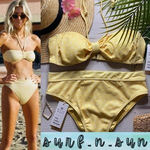 Billabong Salty Blonde •• Sundipped Polka Dot Bandeau Bikini Top | Rise Bottom